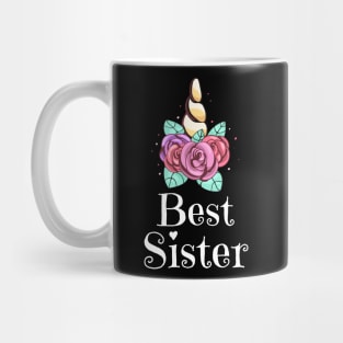 Best Sister Siblings Unicorn Family Floral Mug